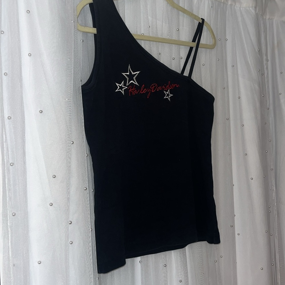 Harley-Davidson Women's Black Asymmetrical Tank Top - Picture 2 of 5